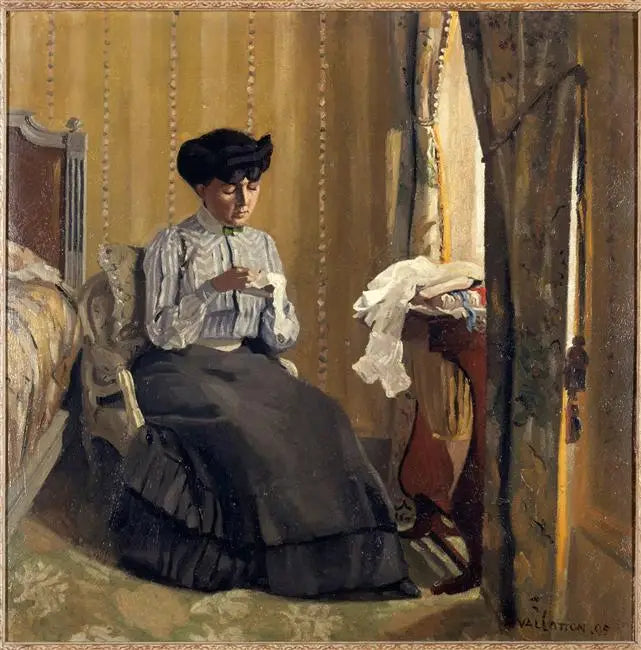 Woman sewing in an interior - Félix Vallotton