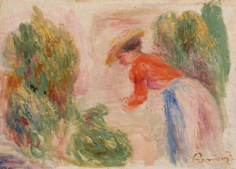 Woman Picking Flowers (Woman Picking Flowers) - Pierre-Auguste Renoir
