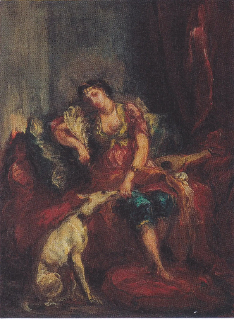 Woman of Algiers with a Greyhound - Eugène Delacroix