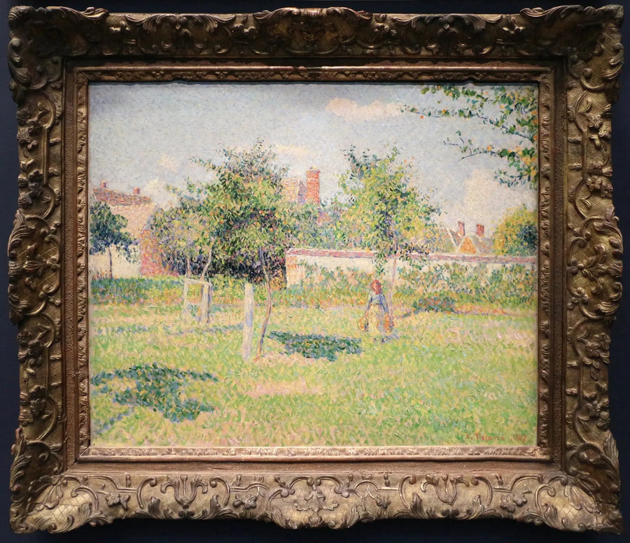 Woman in a garden, spring sun in the meadow at Éragny - Camille Pissarro