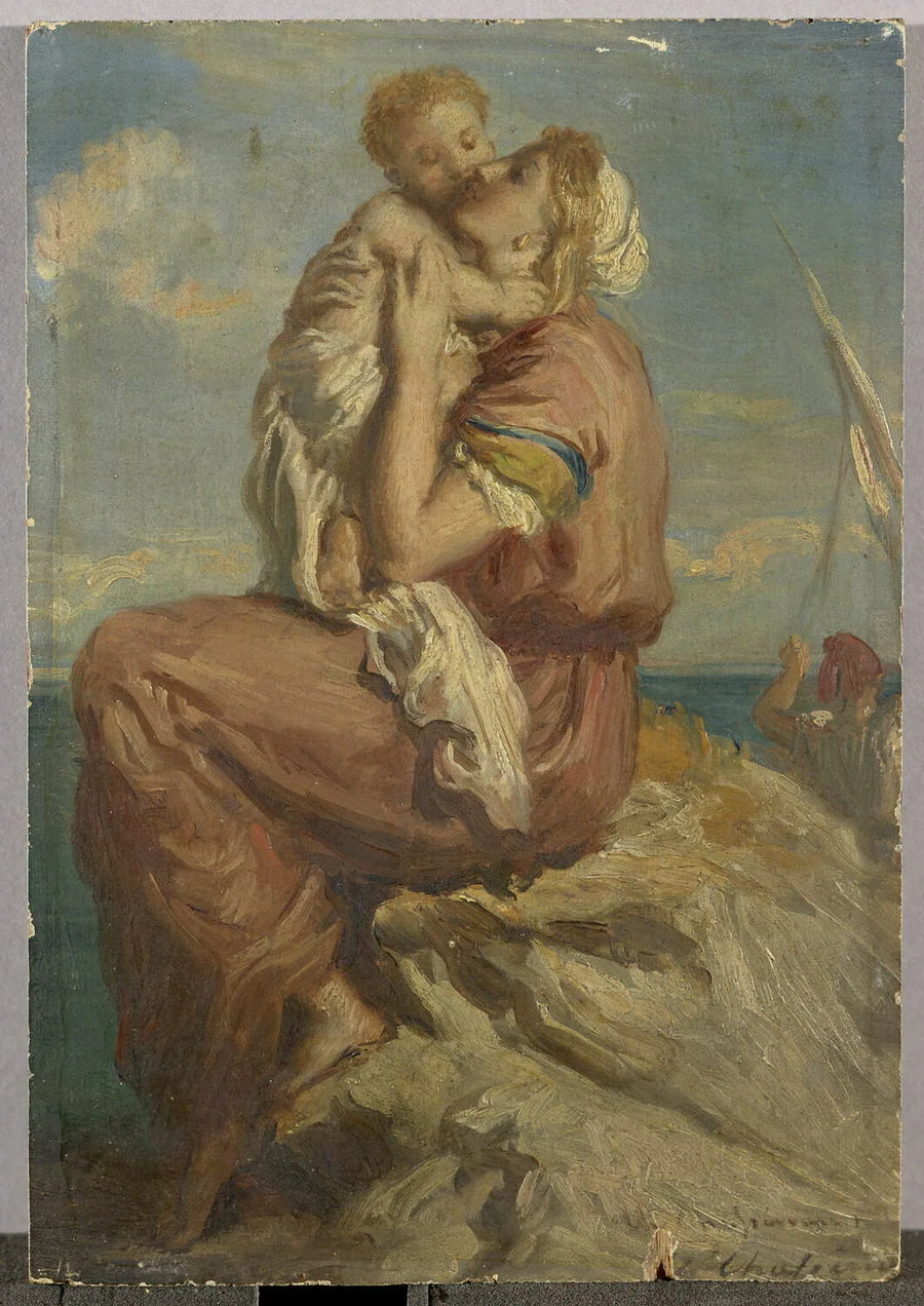 Fisherwoman of Mola di Gaete embracing her child - Théodore Chassériau