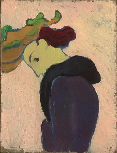 Woman in profile with green hat - Édouard Vuillard