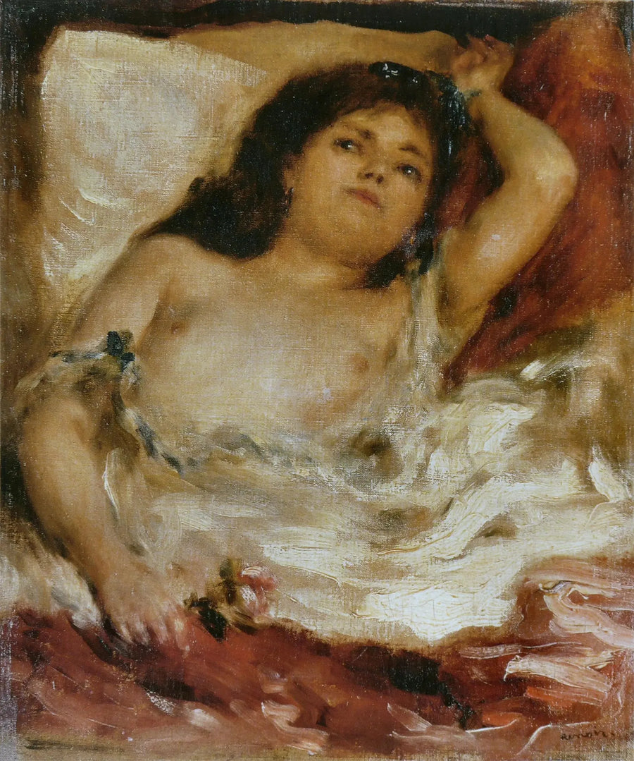Woman Half-Naked Lying Down: The Rose - Pierre-Auguste Renoir