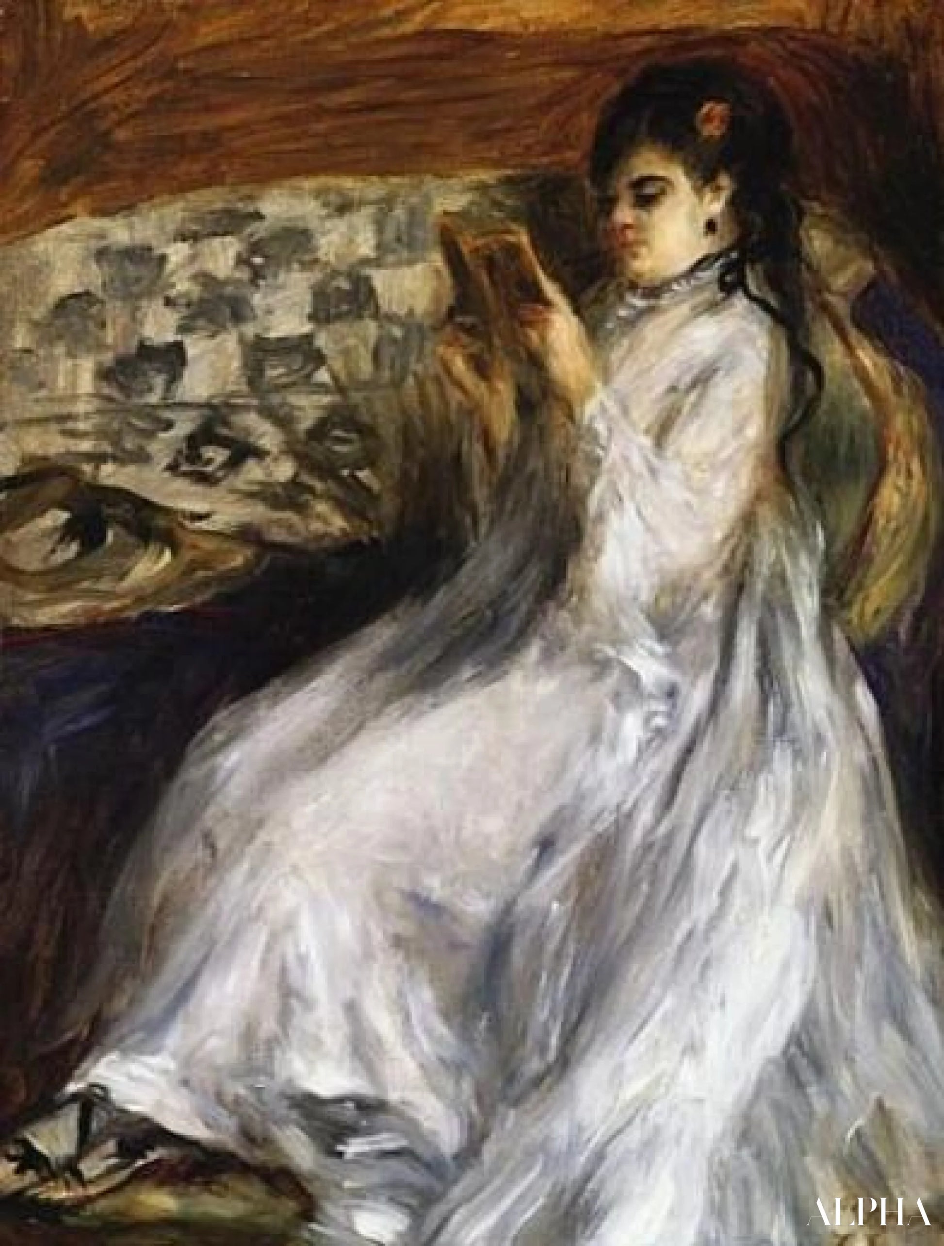 Woman in White Reading - Pierre-Auguste Renoir - High-End Reproductions of Paintings and Artwork