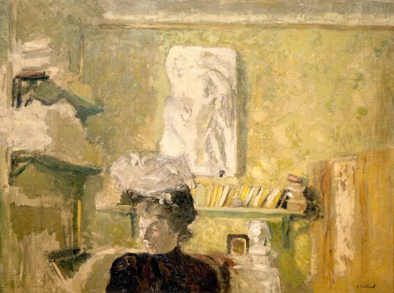 Woman in a hat in front of a bas-relief - Édouard Vuillard