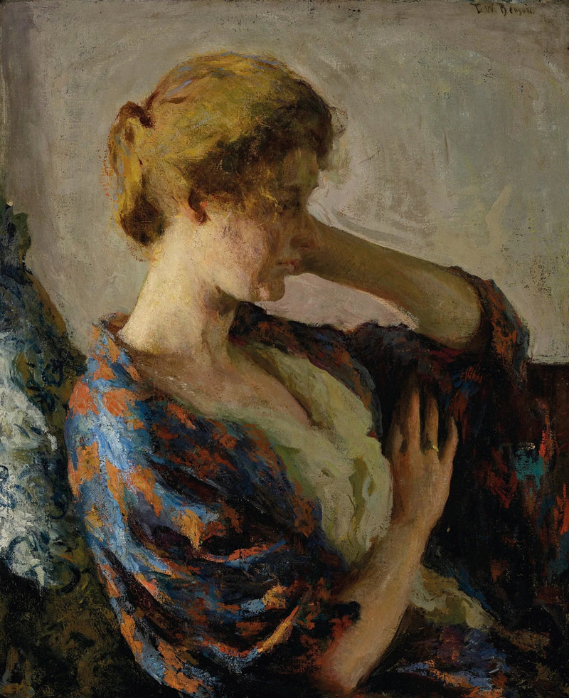 Woman in Blue Kimono - Frank Weston Benson