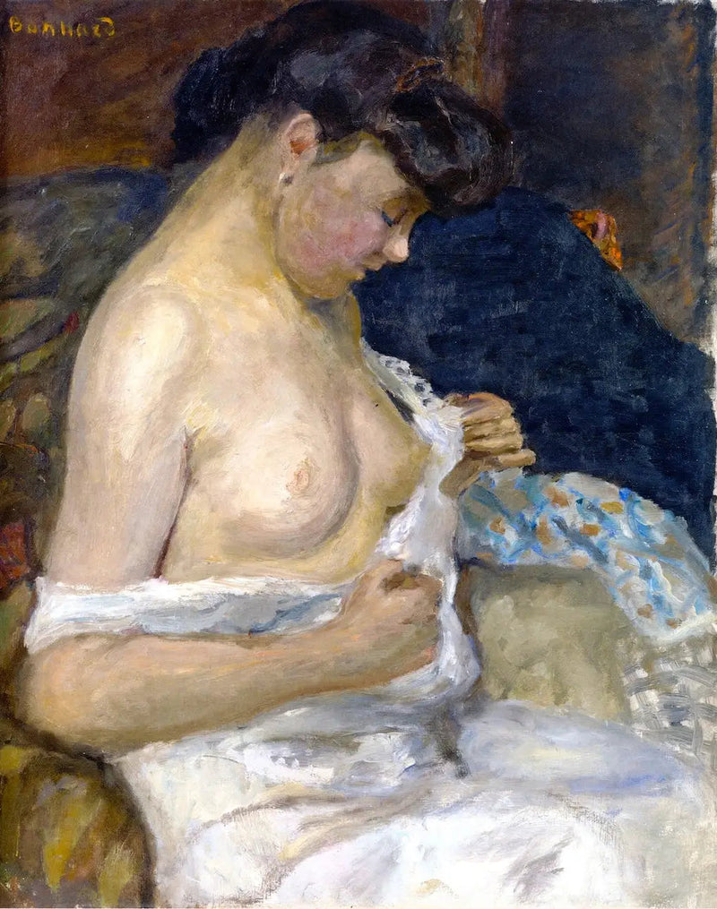 Woman Taking Off Her Shirt - Pierre Bonnard