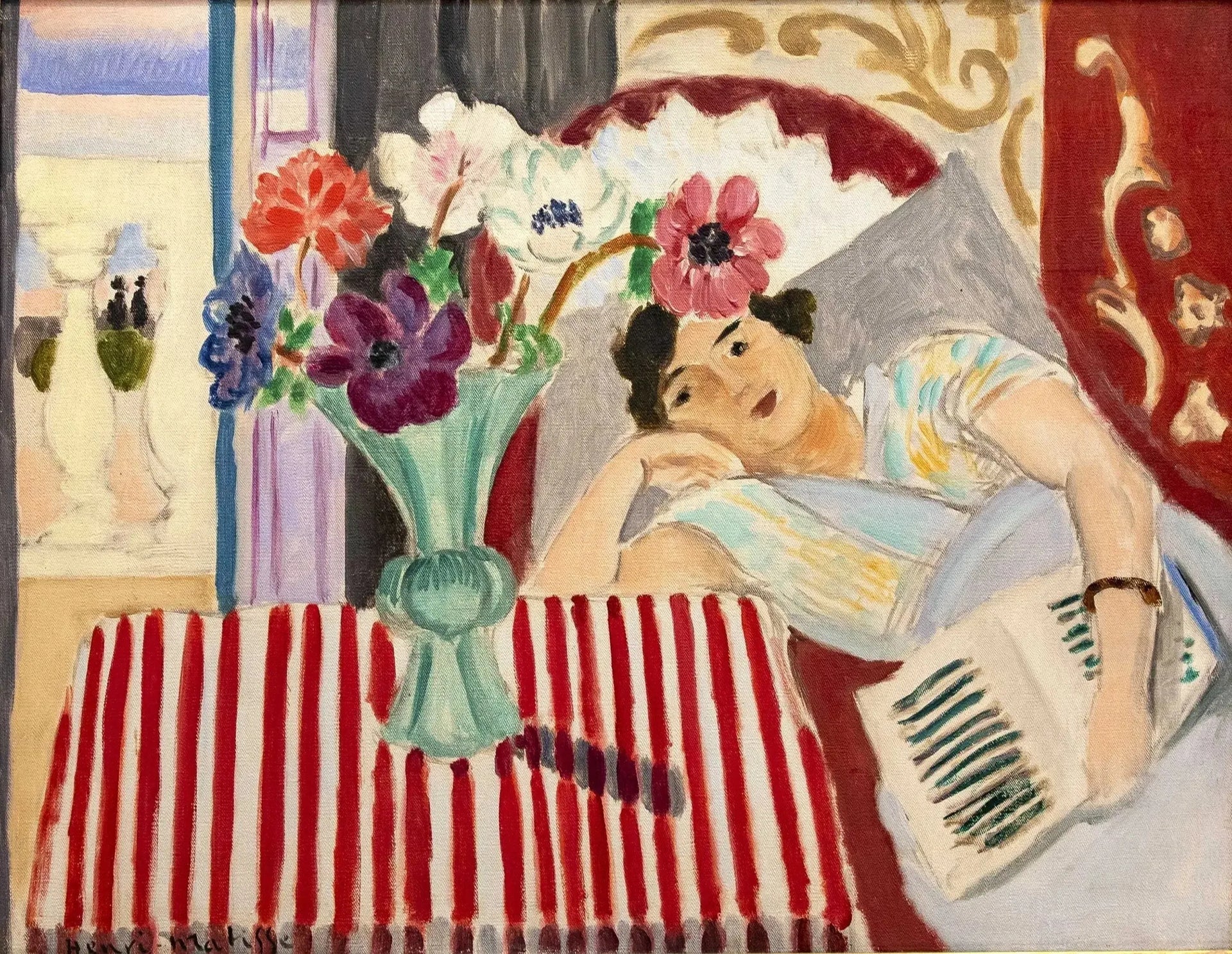 Femme et anémones - Henri Matisse image 1 copie peinte à la main à l’huile