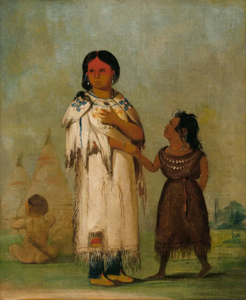 Woman and Child Assiniboine - George Catlin