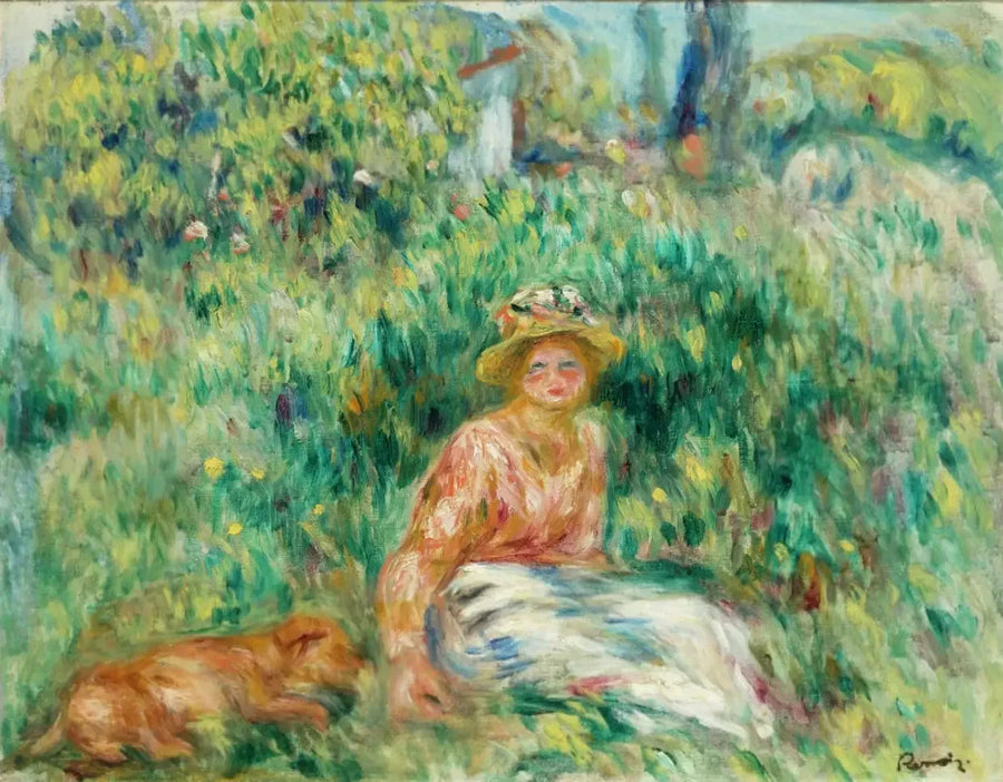 Woman and Child in the Grass - Pierre-Auguste Renoir