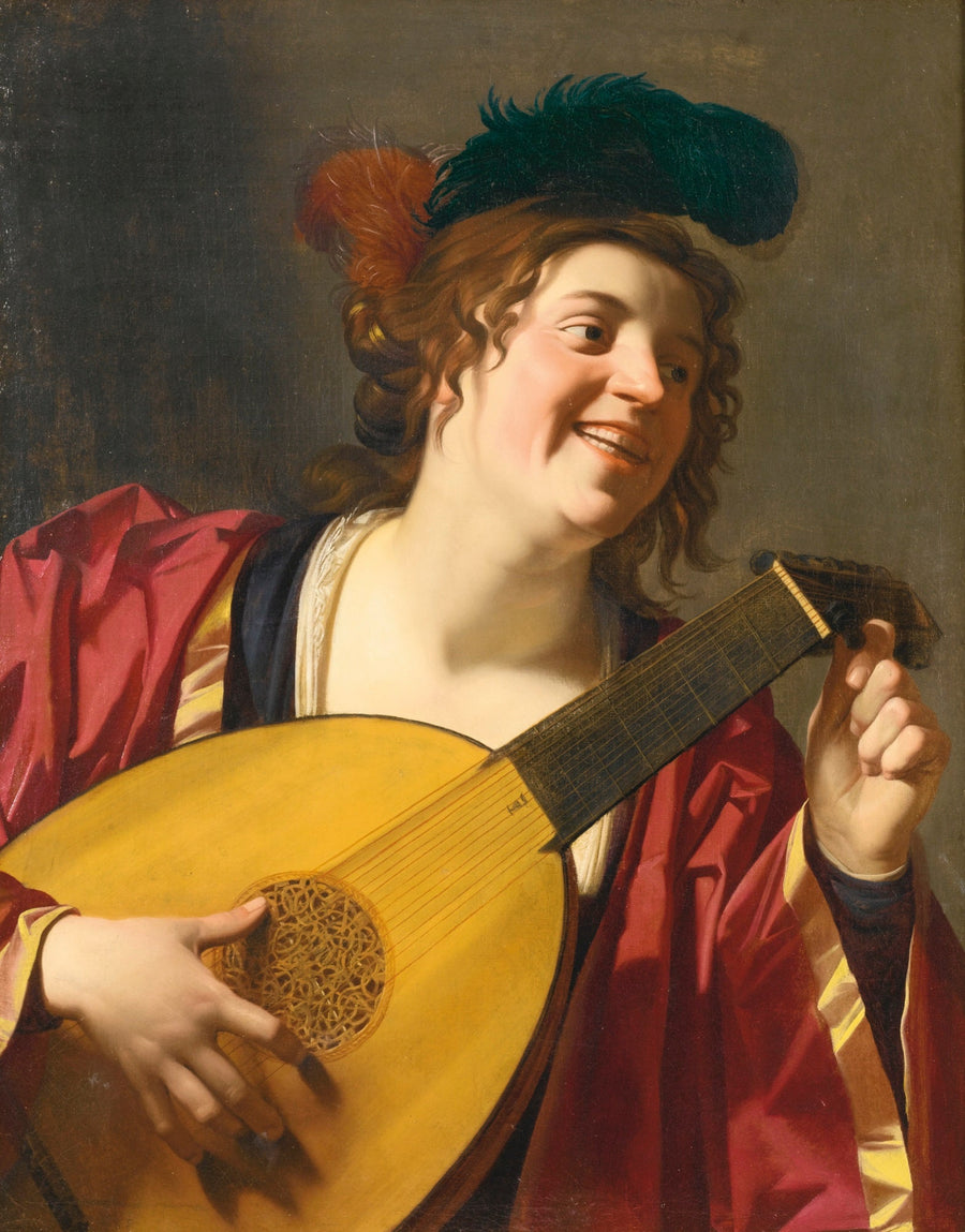 Woman playing the lute - Gerrit van Honthorst