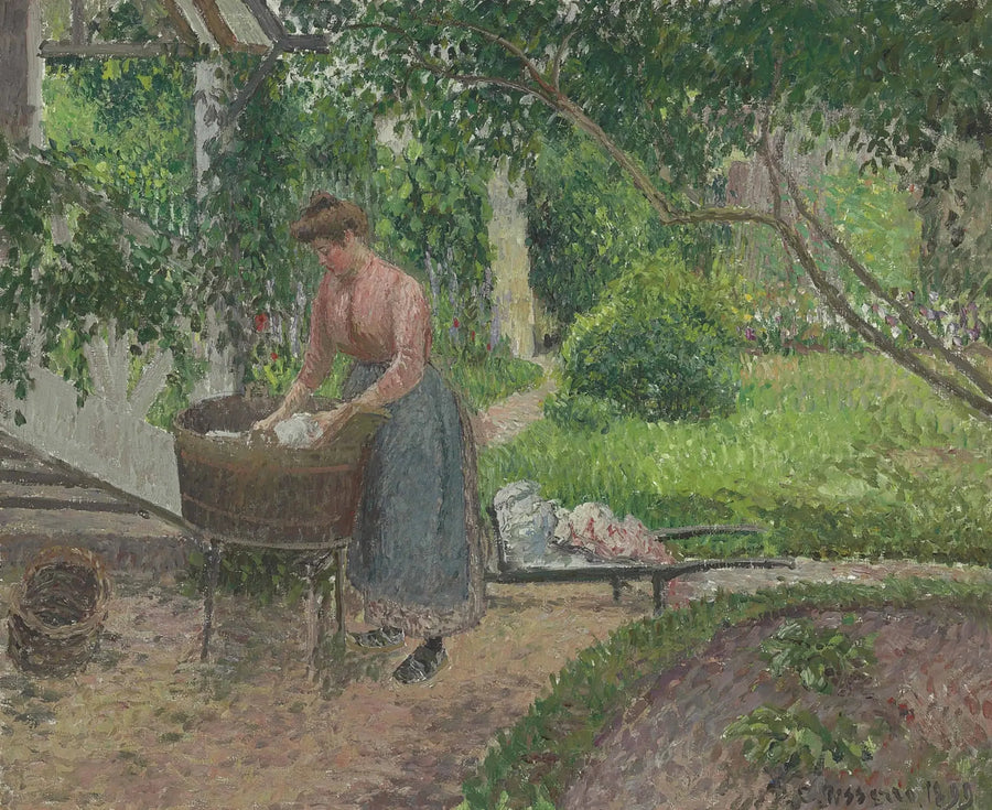 Woman Washing Laundry in the Garden, Éragny - Camille Pissarro