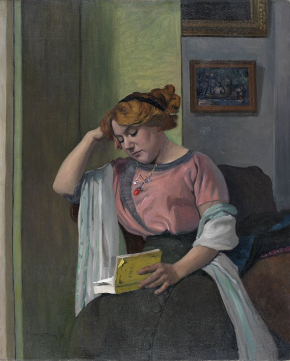 Woman reading indoors - Félix Vallotton
