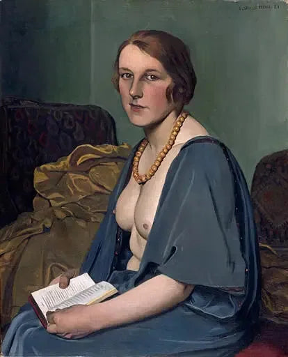 Woman reading topless - Félix Vallotton