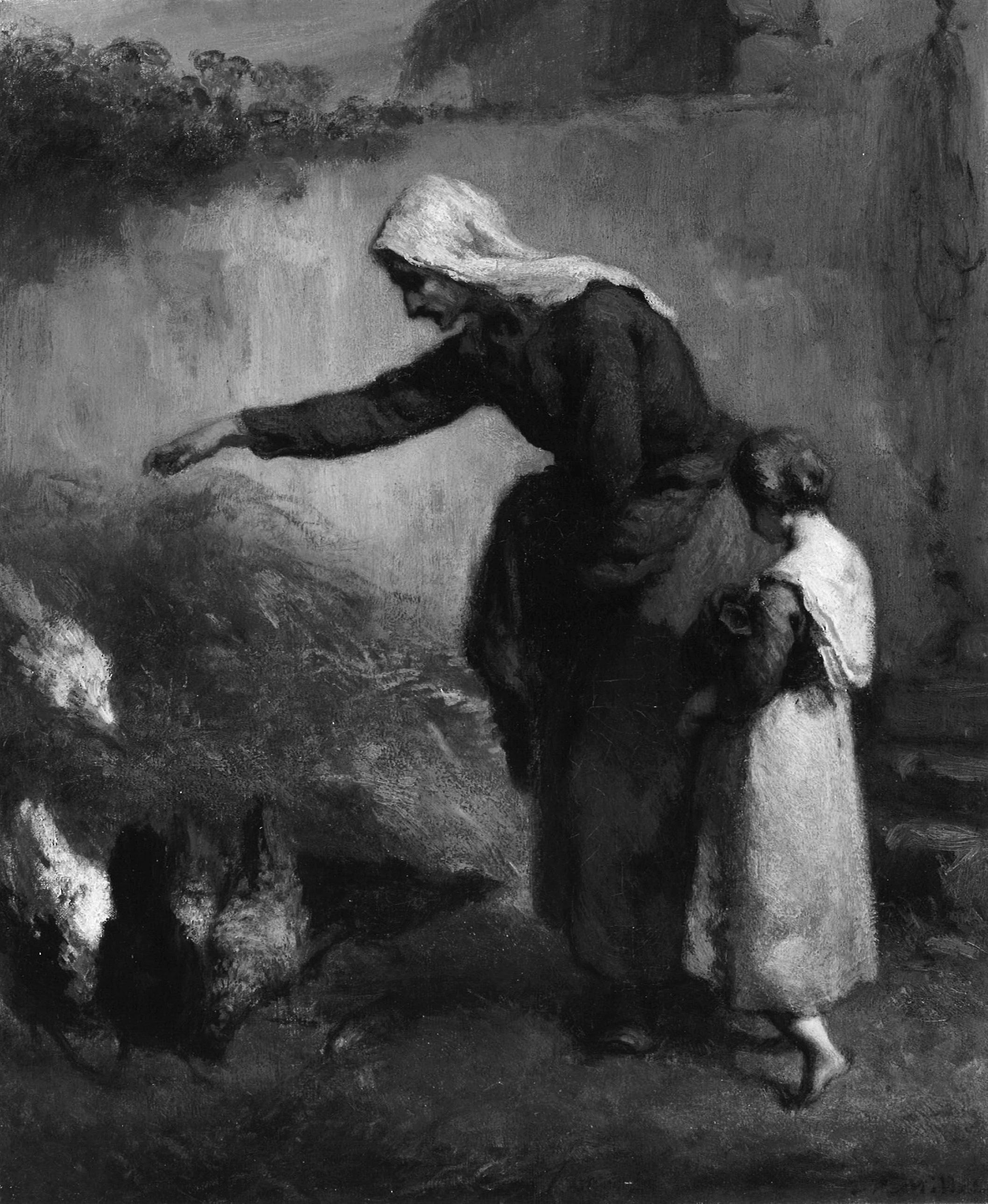 Woman feeding chickens - Jean-François Millet