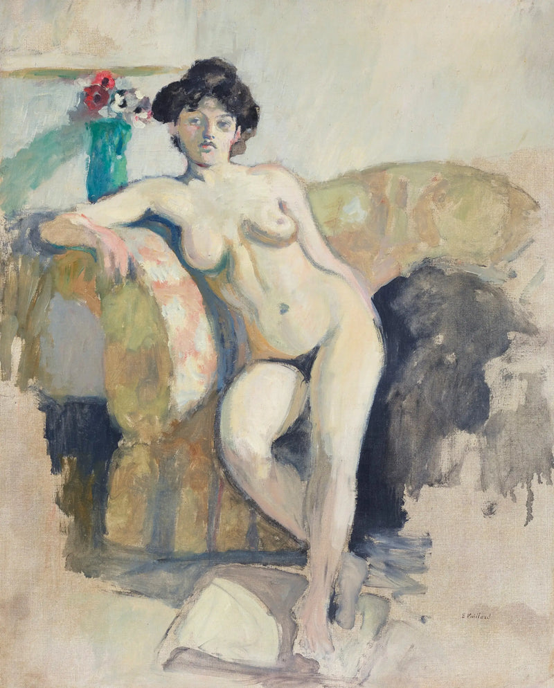 Nude woman sitting on a sofa - Édouard Vuillard