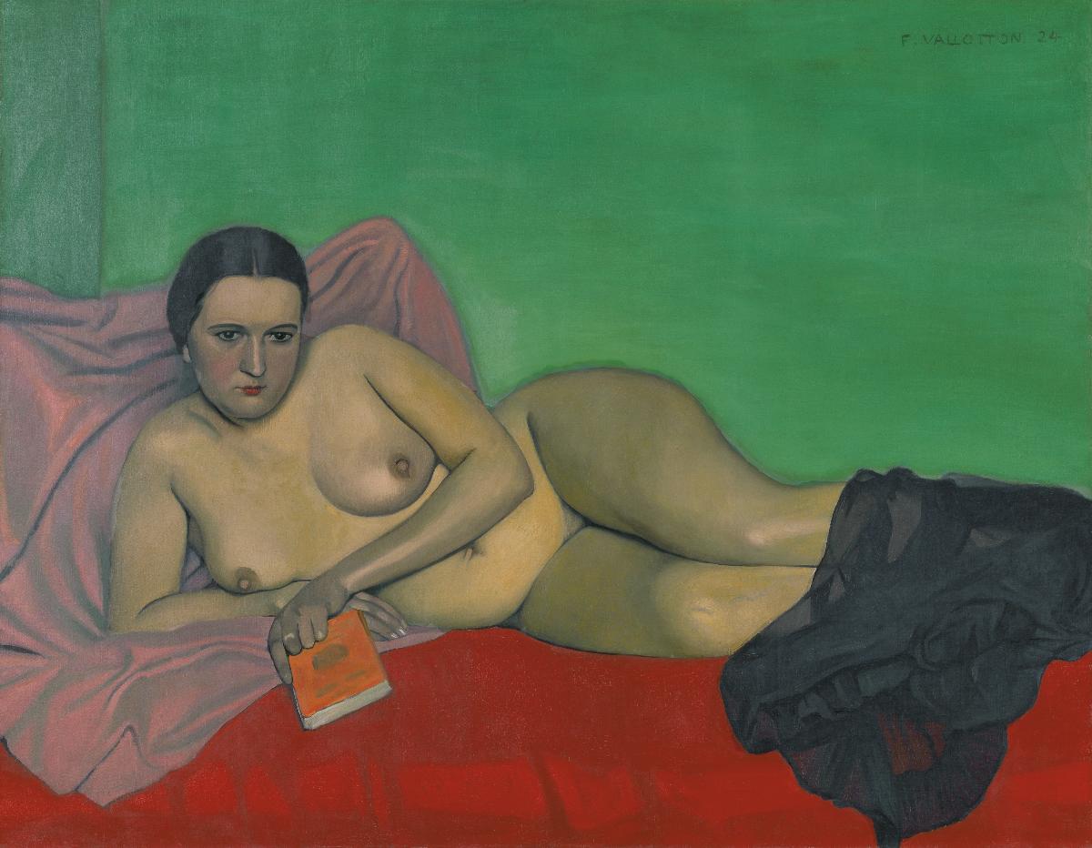 Nude woman holding a book - Félix Vallotton
