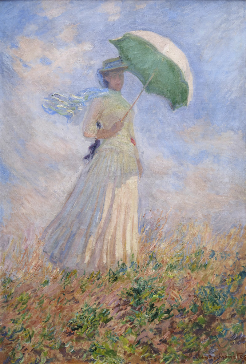 Woman with Umbrella Facing Right W1076 - Claude Monet