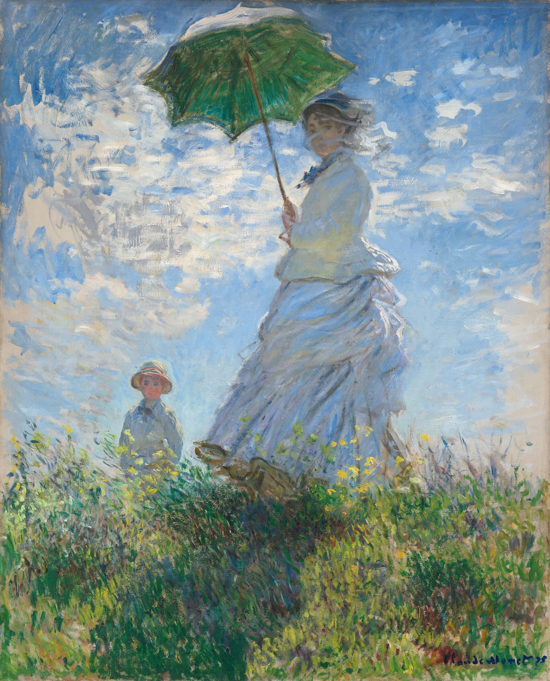 La Femme au parasol – Madame Monet et son fils de Claude Monet, vue complète haute définition