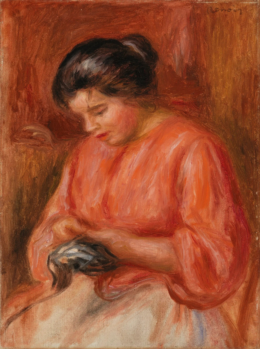 Woman Taking Up - Pierre-Auguste Renoir