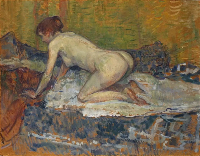 Red-haired nude crouching woman - Henri de Toulouse-Lautrec