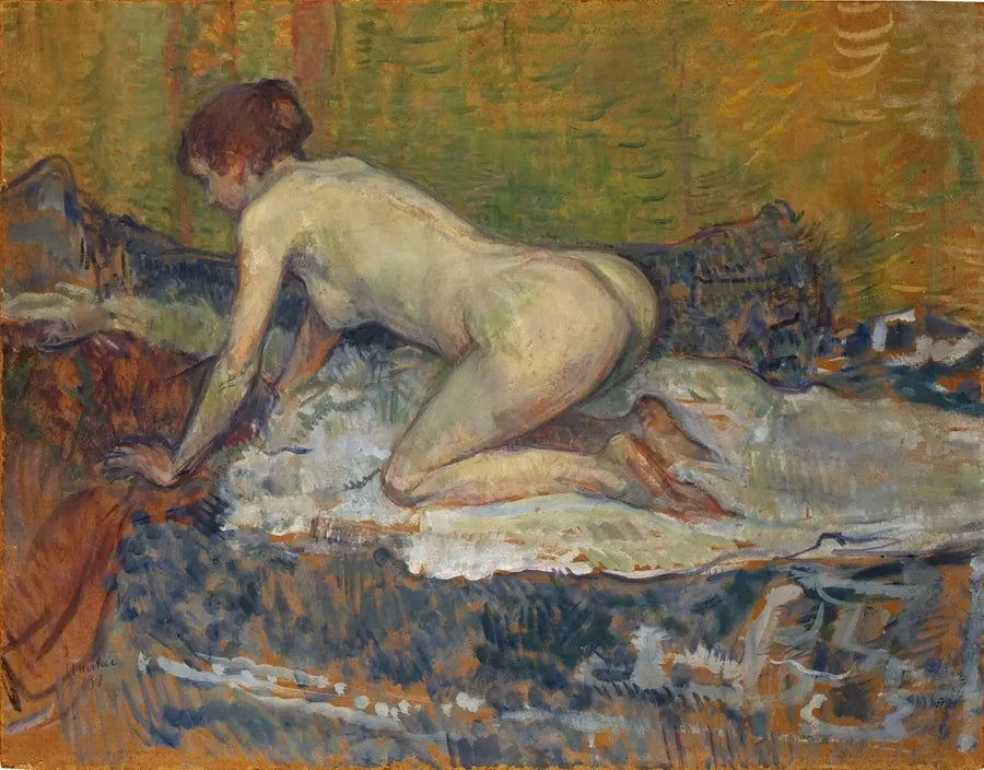 Red-haired nude crouching woman - Henri de Toulouse-Lautrec