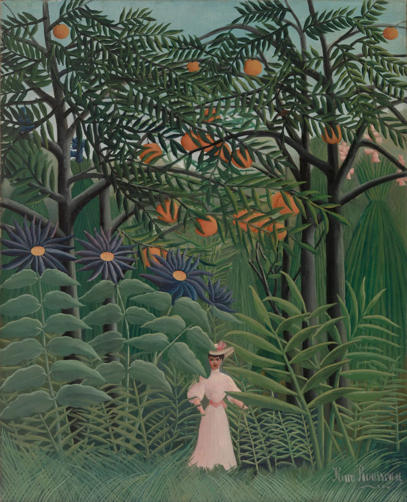 Woman Walking in an Exotic Forest - Henri Rousseau