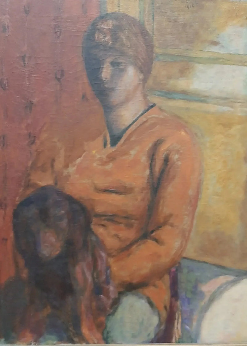 Woman Holding a Dog on Her Lap - Pierre Bonnard