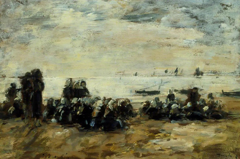 Women Waiting for Fishing Boats on the Beach of Berck - Eugène Boudin
