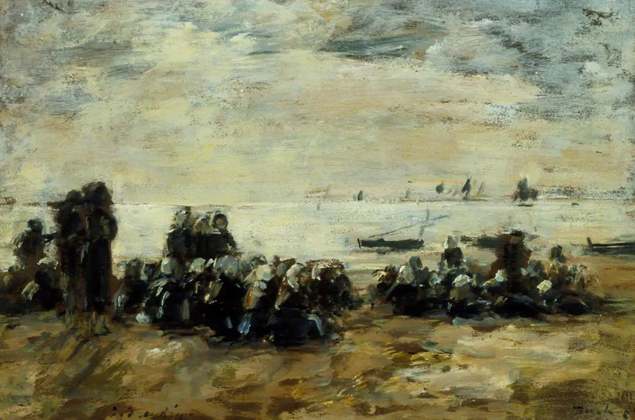 Women Waiting for Fishing Boats on the Beach of Berck - Eugène Boudin