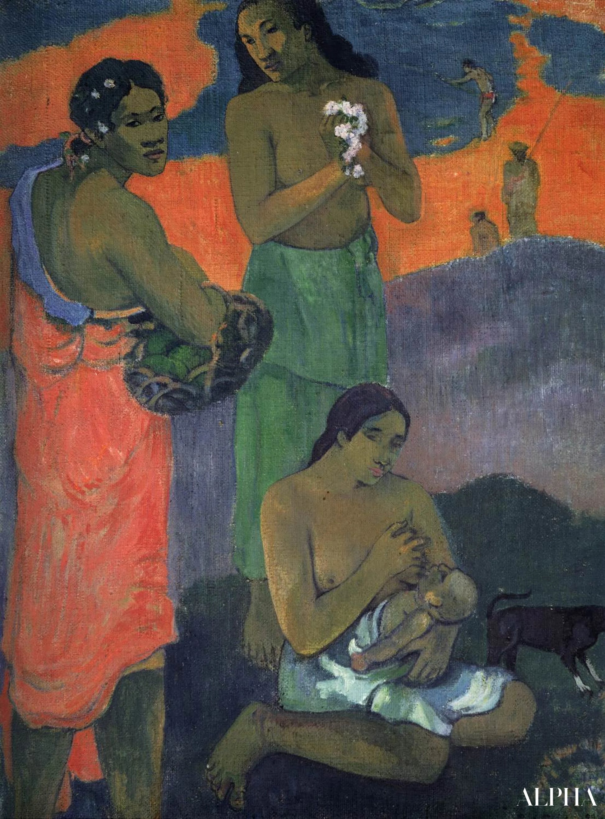 Femmes au bord de la mer (La maternité) - Paul Gauguin - Reproductions de tableaux et peintures haut de gamme