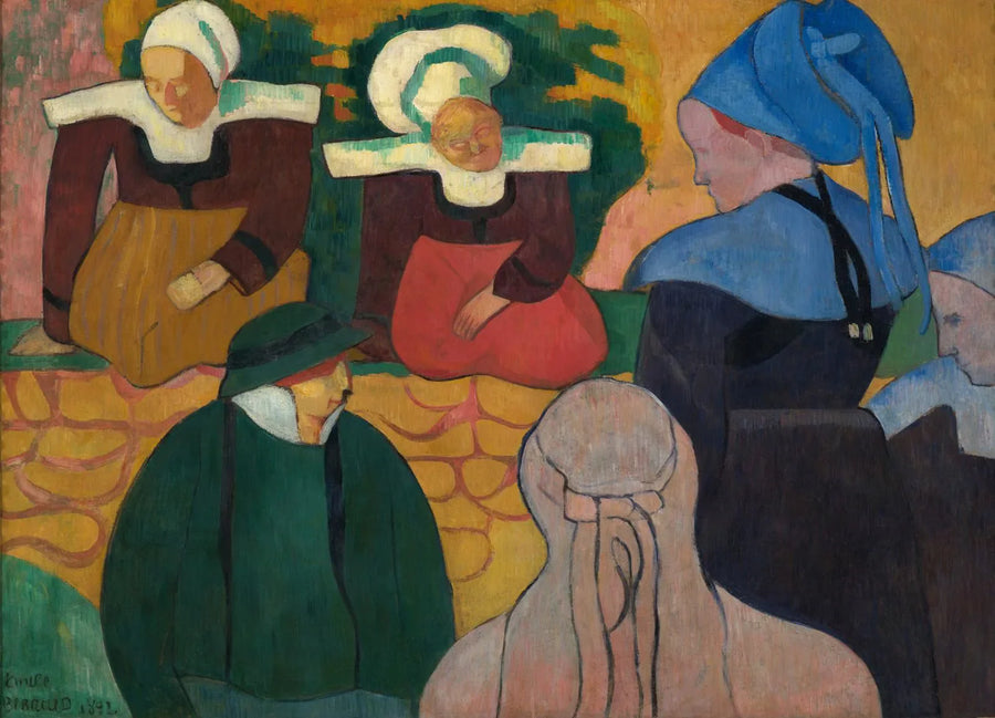 Breton women in front of a wall - Émile Bernard