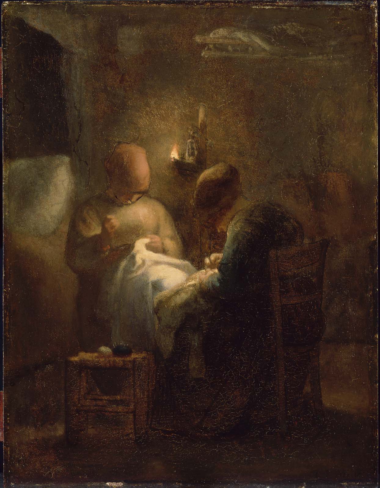 Women Sewing by Lamplight (The Evening) - Jean-François Millet
