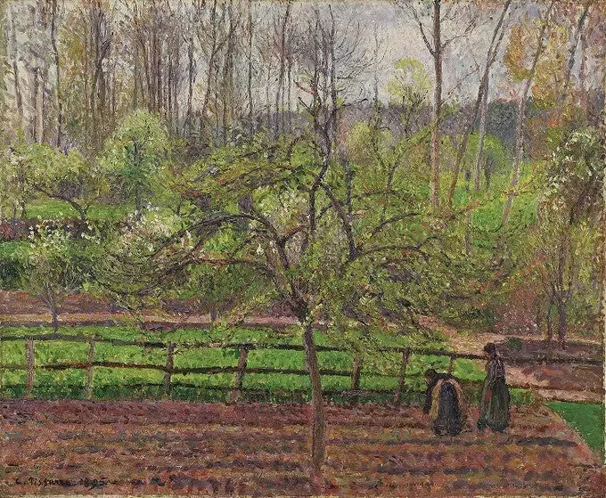 Women in a Garden, Spring, Gray Weather, Éragny - Camille Pissarro