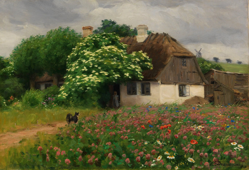 Farmhouse with Wildflowers - H. A. Brendekilde