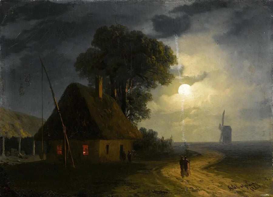 Farm and Mill by Moonlight - Ivan Aïvazovski