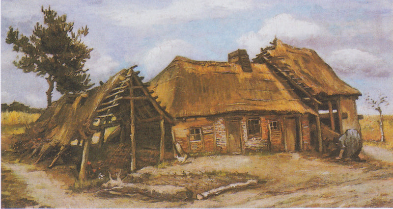 Farm with a Hunched Peasant Woman in a Blue Dress - Vincent van Gogh