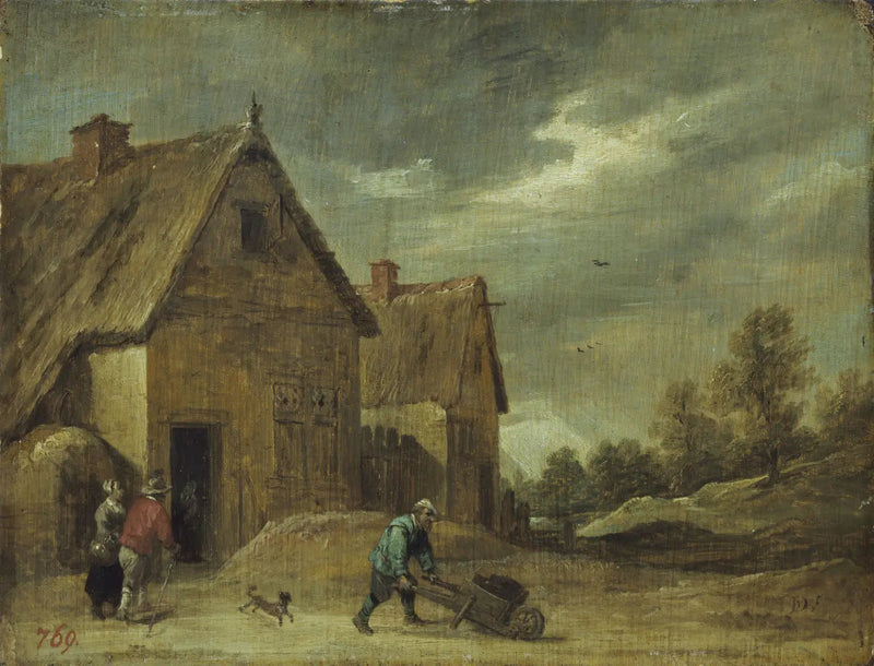 Farmer with a wheelbarrow - David Teniers the Younger