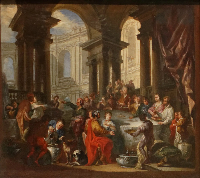 Feast given under an Ionic order portico - Giovanni Paolo Panini