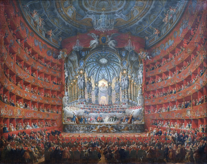 Musical celebration given by Cardinal de La Rochefoucauld at the Teatro Argentina in Rome in 1747 on the occasion of the Dauphin's wedding, son of Louis XV - Giovanni Paolo Panini