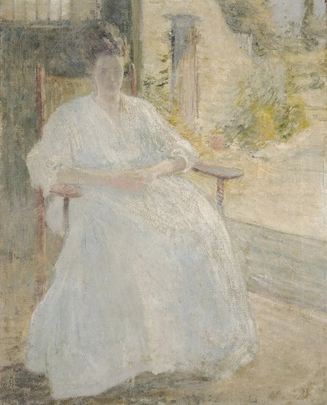 Figure au soleil (épouse de l'artiste) - John Henry Twachtman image 1 reproduction artisanale de tableau