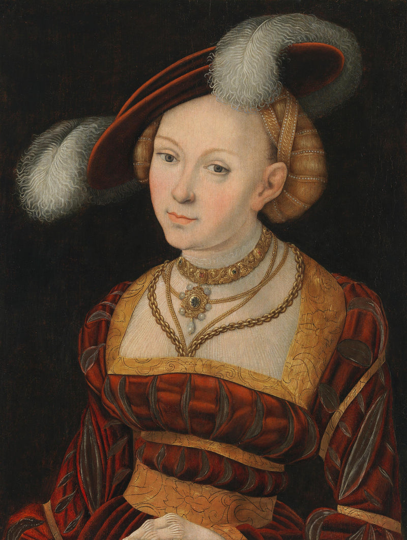 Half-length female figure with a feathered hat - Lucas Cranach the Elder