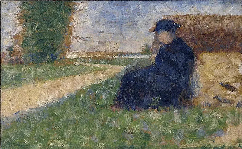 Massive figure in a landscape at Barbizon - Georges Seurat