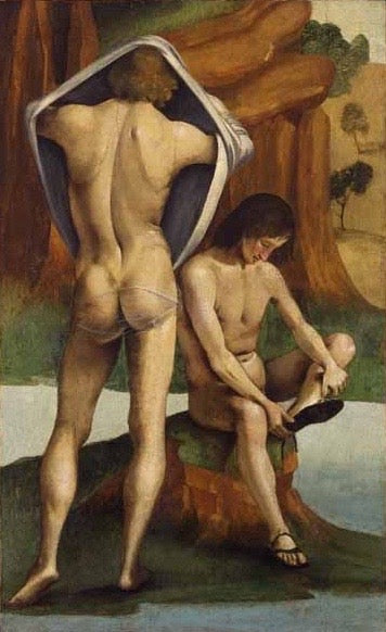 Figures dans un paysage : Two young naked people - Luca Signorelli