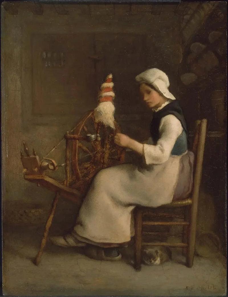 Fileur assis (Emélie Millet) - Jean-François Millet