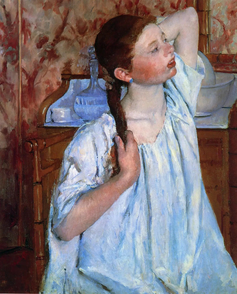Girl Arranging Her Hair - Mary Cassatt