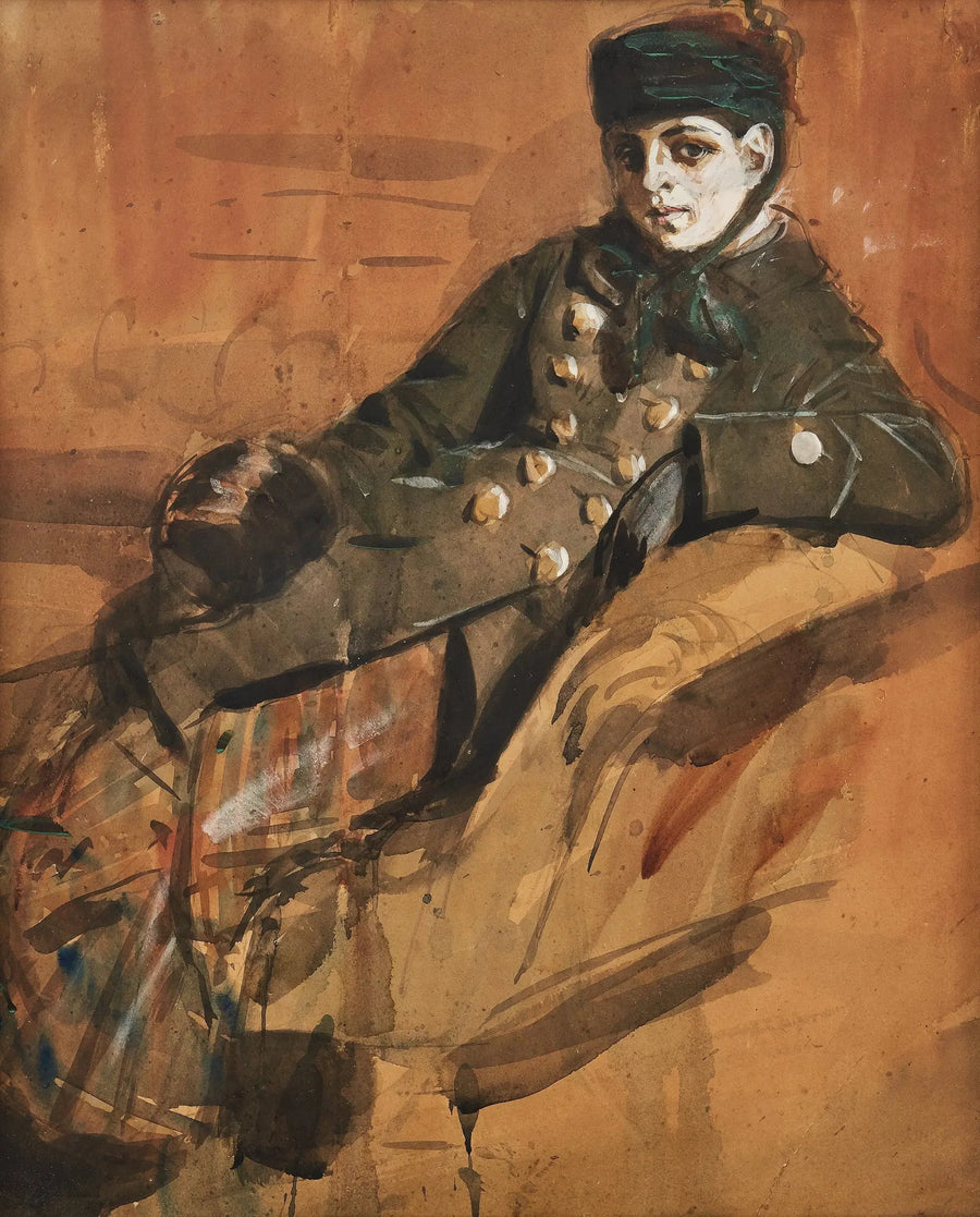 Girl sitting in travel clothes - Anders Zorn