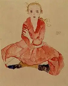 Sitting Girl (Sitzendes Mädchen) - Egon Schiele