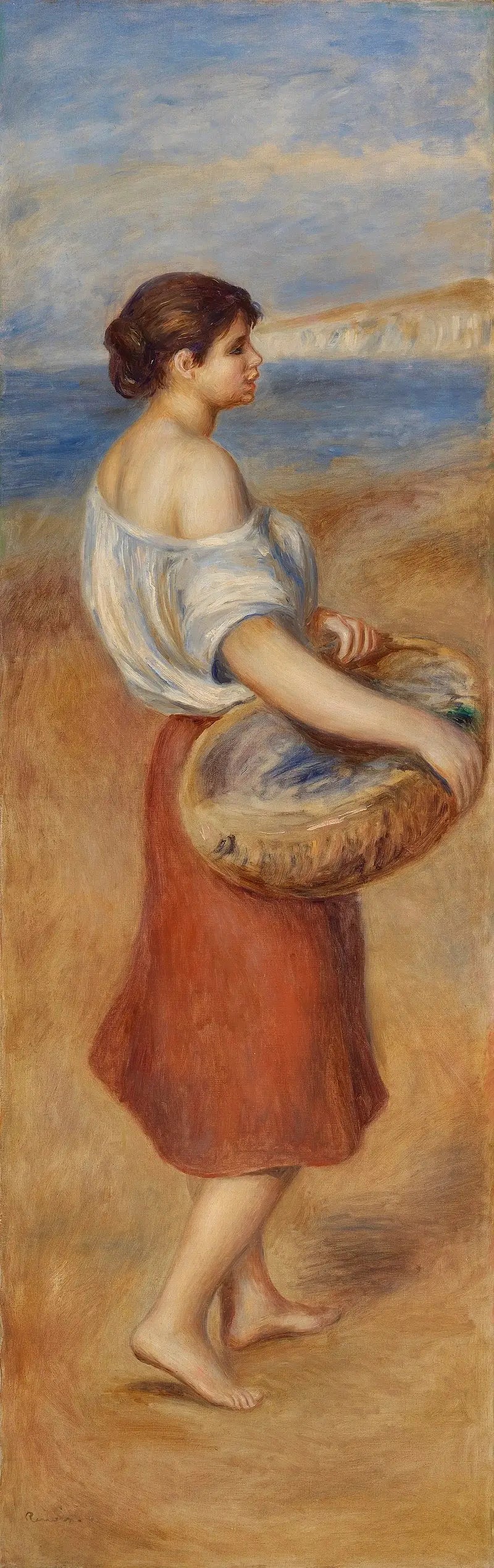 Girl with Fish Basket (Fishwoman) - Pierre-Auguste Renoir