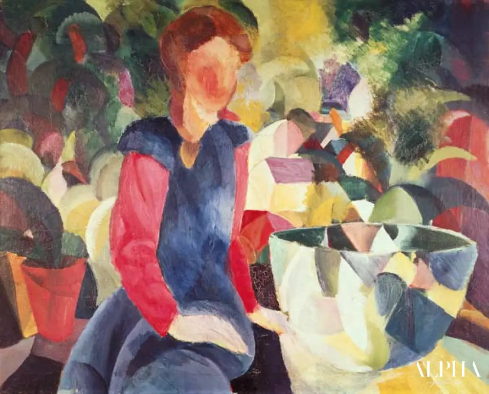 Fille avec un bol à poisson - August Macke - Reproductions de tableaux et peintures haut de gamme